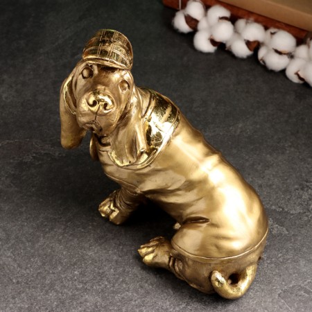 Figure "Dachshund in the cap" 24cm, bronze-4