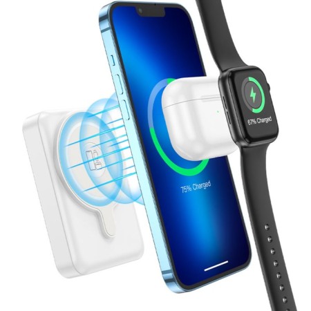 External battery Hoco Q11, 10,000 mAh, Type-C, 2 A, wireless charging, white-1