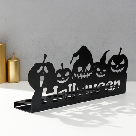 Summary Metal for 5 candles "Halloween. Pumpkin" black 14x29.5x6 cm-3