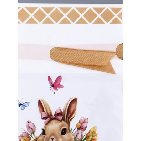 Polyethylene gift package "Hare with flowers", with ties, 15*23cm-4