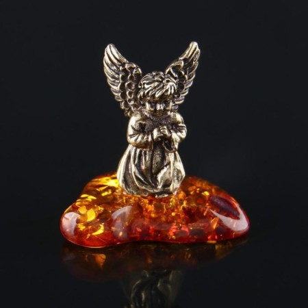 Souvenir "Angel with wings", brass, amber resin, 2.6x1.7x1.5 cm-1