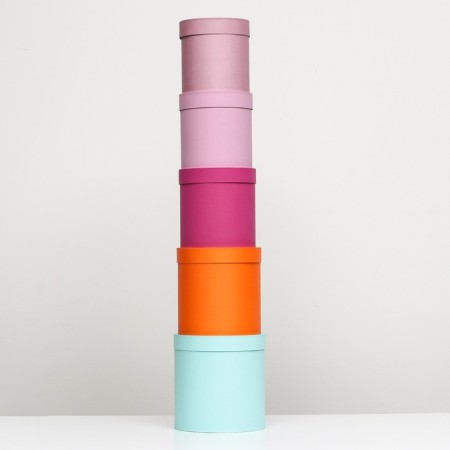 Set of round boxes 5 in 1, "pastel", 25 x 25 x 25 - 19 x 19 cm 19 cm-2