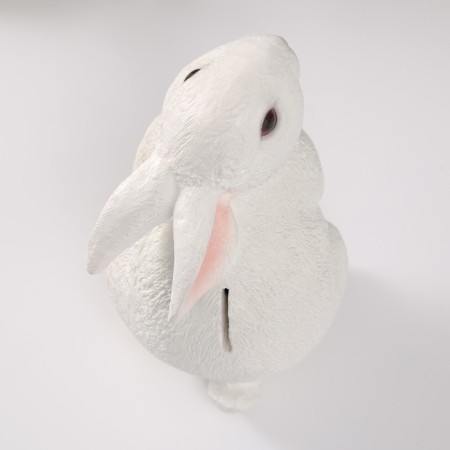 The piggy bank "Rabbit No. 3 is white (paws down)" height 16 cm, width 10.5 cm, length 12.5 cm-5