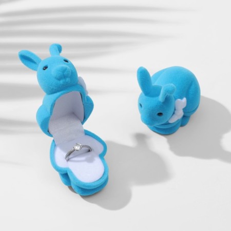 Velvet case for earrings/ring "Rabbit" 5.7 × 4.5, turquoise color