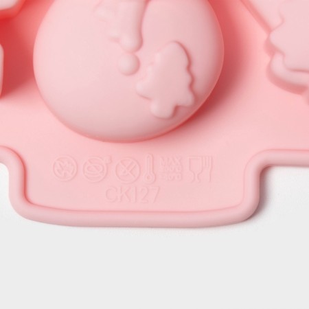 Baking form of the share "New Year's mood", silicone, 23 × 19 × 2.5 cm, 6 cells, pink color-5