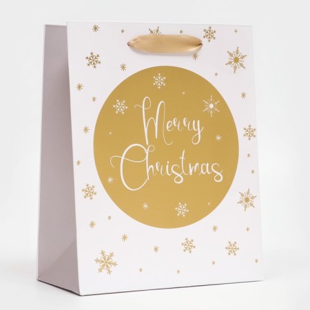 Gift, laminated, "golden snowflakes", 18 x 23 x 10 cm-1