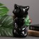 The piggy bank "Small cat with a rose" black, 20cm