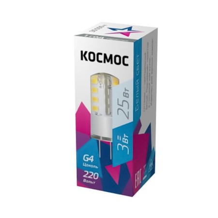 LED cosmos, G4, 3 W, 4500 K lamp, white glow