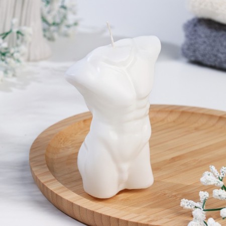 Figure candle "Male torso", 10 cm, white