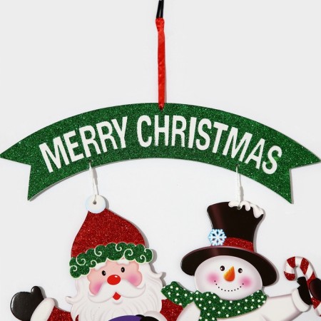 Decorative decoration (suspension) "Santa Claus and a snowman on a car" 40x34 cm-3