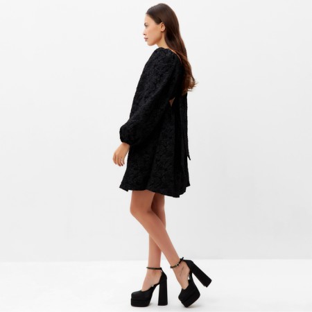 Women's dress with a bow Mist, p. M, black-7