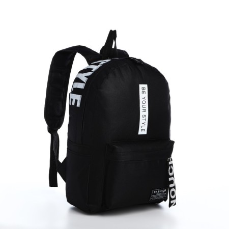 A backpack with a zipper, an outer pocket, 2 side pockets, black color-2