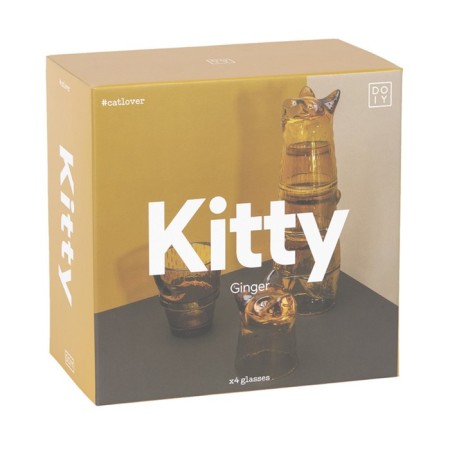 Set of glasses Doiy Kitty, 4 pcs, ginger color-4