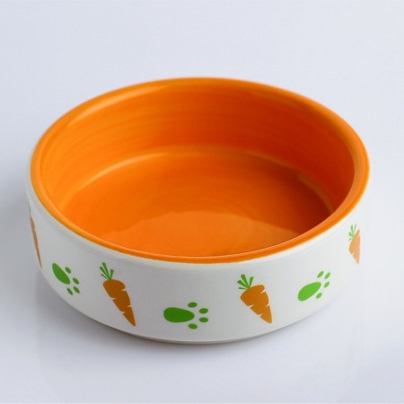 Ceramic bowl with carrots 100 ml 8.8 x 8.8 x 3 cm, orange-white-1