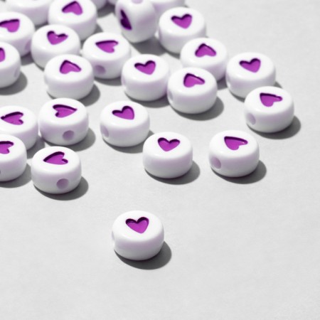 Acrylic bead "heart", 7 × 4 mm, set 10 g, purple color-1