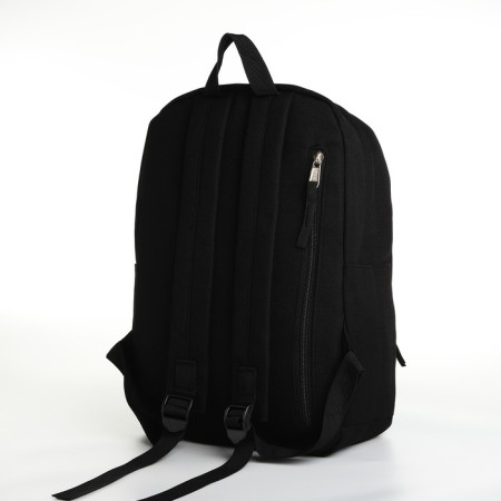 Young backpack from textiles on lightning, 4 pockets, black color-4