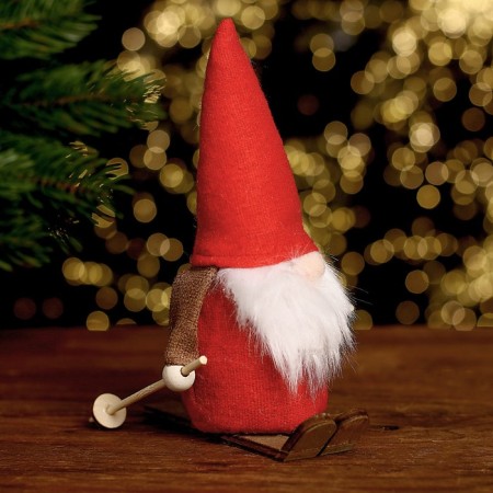 New Year's decor "An old man skiing in a red cap" 12 × 8 × 16 cm