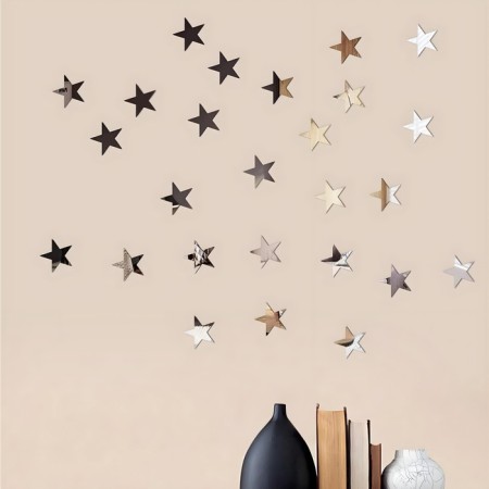 Interior stickers "stars", mirror, decor on the wall, set 50 pcs, pcs 5 x 5 cm-2
