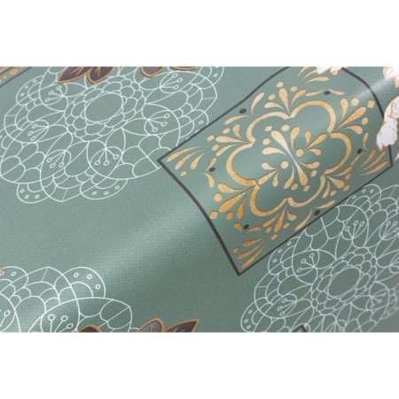 Camelia oilcloth 140 cm, roll 20 m, white drawing, green peony-4