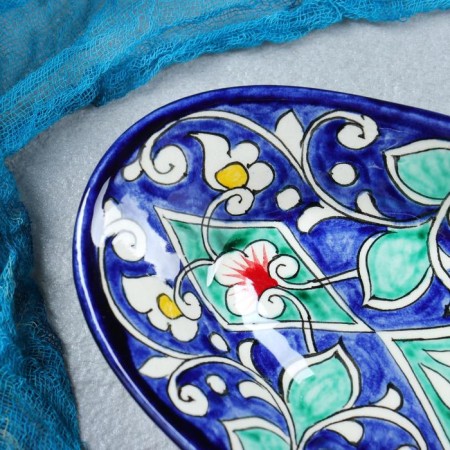 The herdgehog of Rishtan ceramics "Flowers", 24 cm, blue, mix-6