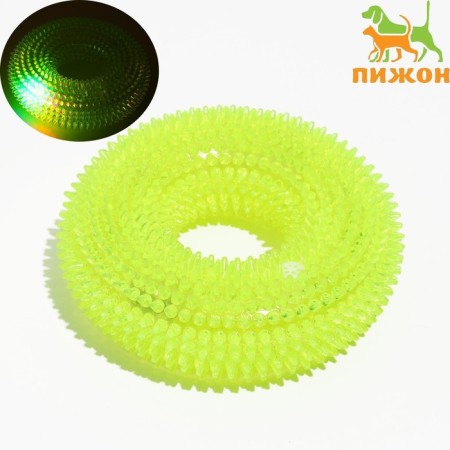 The toy luminous for dogs "Chewing ring", TPR, 12 cm, yellow-1