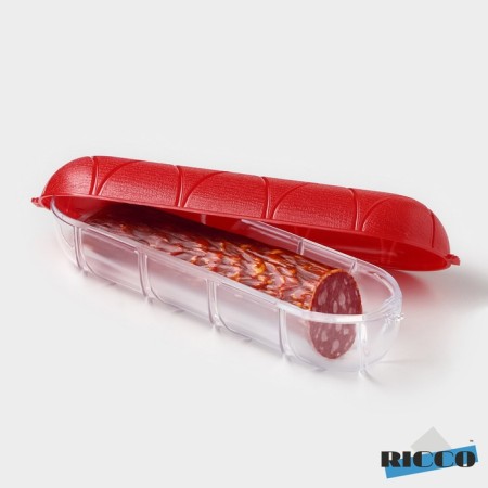 Ricco sausage container 25.8 × 7 × 7 cm, red color