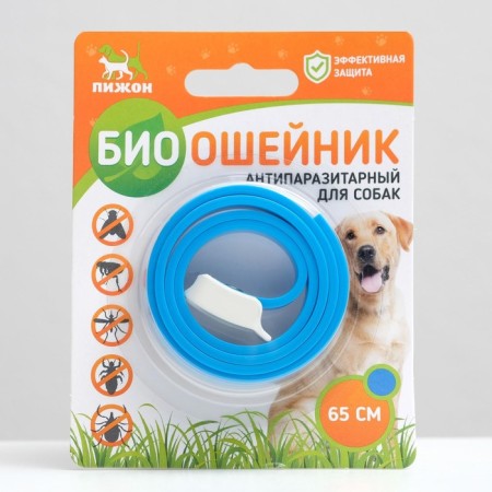 Bio -eshoshens from parasites "Pijon" for dogs from fleas and ticks, blue, 65 cm