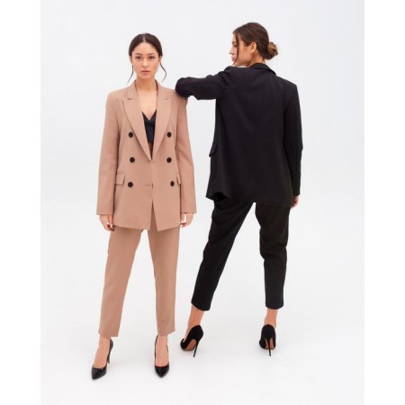 Jacket female double -breasted mist size 48, beige color-6
