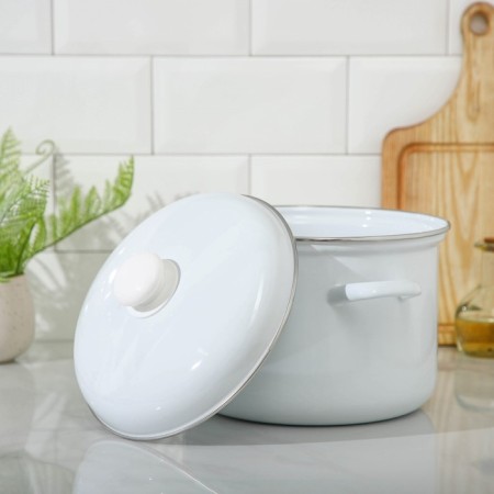 Cylindrical pan, 6 l, without decolleys, induction, white color-1