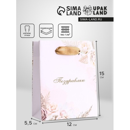 Gift Vertical Gift "Congratulations", S 12 × 15 × 5.5 cm
