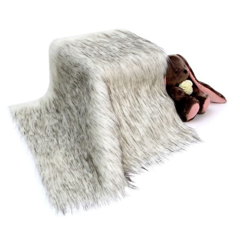 Long -bended knitted -based flap, 50 x 50 cm, white fur with gray-1