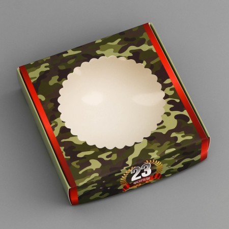 Box Gift team with a window, packaging, "February 23", 11.5 x 11.5 x 3 cm-2