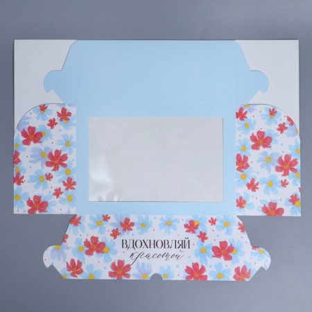 Box for cupcakes, confectionery packaging with a window, 6 cells “Inspireing beauty”, 25 x 17 x 10 cm-3