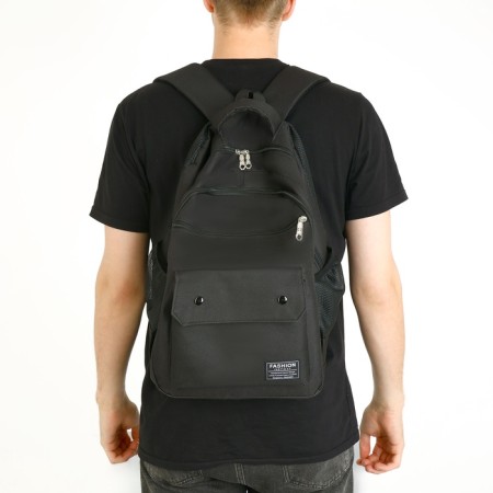 Youth backpack on lightning, 2 departments, 4 pockets, black color-6