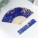 Fan bamboo, textile h = 21 cm "flowers" with a cover, blue