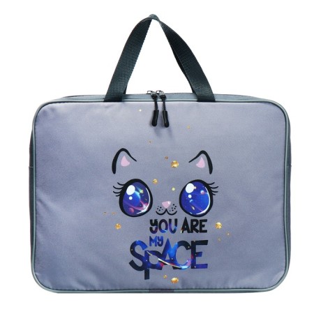 Folder with handles Textile A4, 370 x 280 x 60 mm, Stavia "Cat Cosmos"