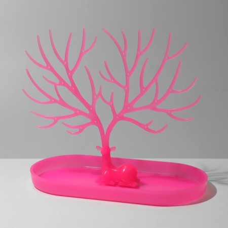 Stand for jewelry "Deer", 25 × 15 × 22 cm, rectangular base, pink color-2