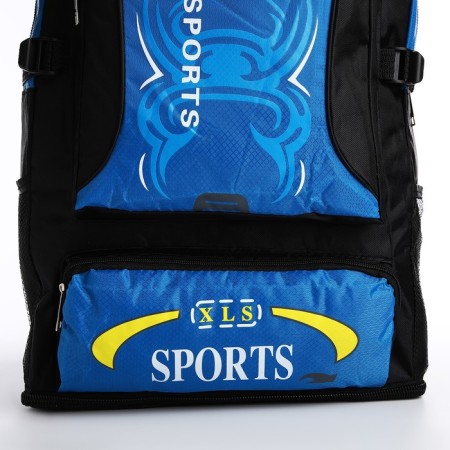 A backpack on a zipper with an increase, 55l, 5 external pockets, blue color-5