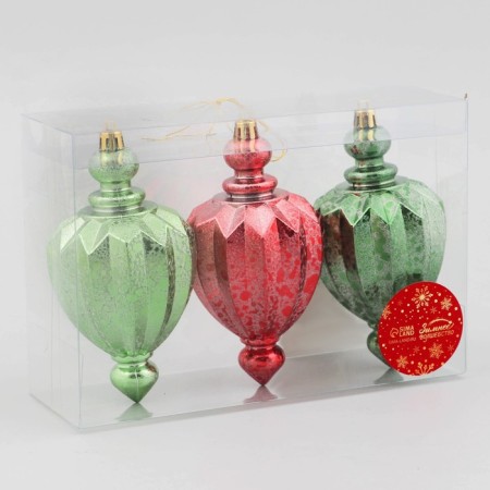 Jewelry decoration "Everya flashlight" (set 3 pcs) 7x13 cm, green red-1