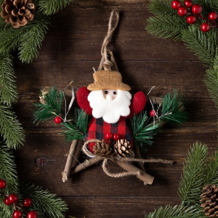 LED figure "Star with Santa Claus" 19 cm, plastic, batteries CR2032x2 (not in the kit), glow warm white-1
