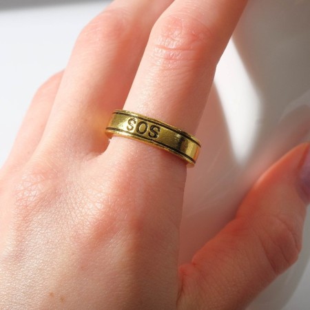 SOS ring, gold, dimensionless-1