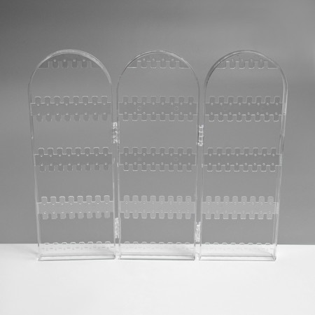 Steaches for earrings, 3 sections, 8 rows, 21 × 2 × 28 cm, the color is transparent-3