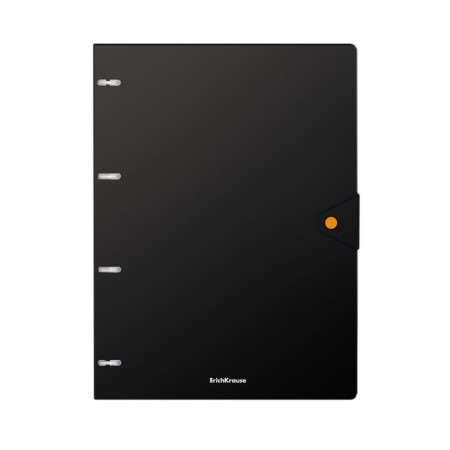 Notebook on A4 rings, 80 sheets in a cage, Erichkrause Accent, with a plastic cover on a button, an offset block, mix-3