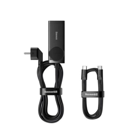 Baseus PowerCombo, GAC+2u+2C 65W+Type-C-Type-C, PD, 65W, 1 m, Black-1