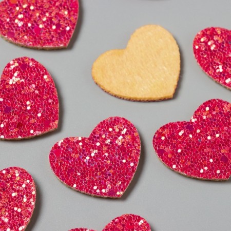 Decor for the creativity of felt lords "Heart" pink 2.7x3 cm