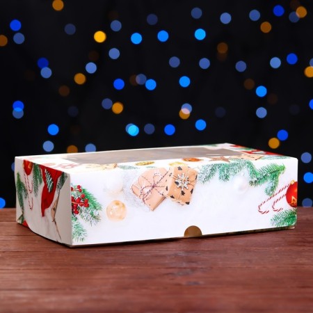 Folding box with the New Year Gifts window, 25 x 15 x 7 cm-1