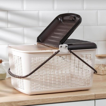 Picnic basket, 45 × 30 × 24 cm, color is light brown-1