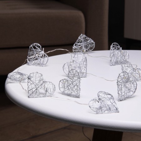 Girlynda “thread” dew 4.5x3 cm, with nozzles “heart”, IP20, silver thread, 10 LED, AAX2 batteries (not complete), glow warm white-1