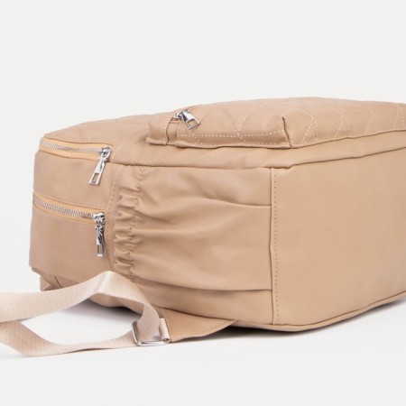 Women's backpack made of artificial leather with lightning, beige color-2