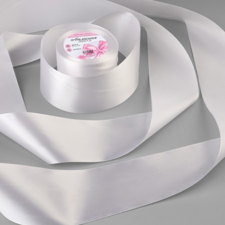 Satin tape, 75 mm × 23 ± 1 m, white color No. 01